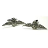 A PAIR OF STERLING SILVER 'ROYAL AIR FORCE' GENT'S CUFFLINKS Having a pair of wings with RAF