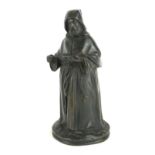 A 19TH CENTURY BRONZE STATUE OF A MONK. (14cm) Condition: good