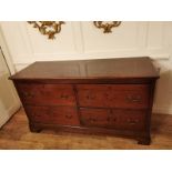 AN 18TH CENTURY SOLID MAHOGANY CHEST Of four drawers fitted with original brass swan neck handles,