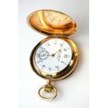 BOREL FILS ET CIE, AN EARLY 20TH CENTURY 14CT GOLD MINUTE REPEATER GENT'S FULL HUNTER POCKET WATCH