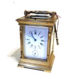 A FINE LATE 19TH CENTURY FRENCH GILDED BRASS CASED CARRIAGE CLOCK Having four section bevelled glass