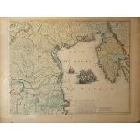 ORTELIUS ABRAHAM, AN 18TH CENTURY HAND COLOURED MAP ENGRAVING Titled 'Le Cours Du Po Depuis Turin