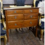 A GEORGIAN SOLID MAHOGANY CHEST OF SIX SIDE BY SIDE GRADUATING DRAWERS With brass loop handles, on