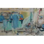 VIRGINIA POWELL, BN 1939, WATERCOLOUR Tited 'Mr Bain Hip 18/1/96', interior scene, a medical