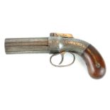ALLEN & THURBER, WORCESTER, AMERICA, A SIX SHOT PERCUSSION PEPPER BOX REVOLVER With floral