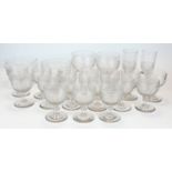 A COLLECTION OF SIXTEEN CUT LEAD CRYSTAL DRINKING GLASSES Hand cut with hobnail pattern panels