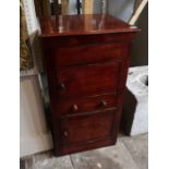 A 19TH CENTURY FRENCH MAHOGANY PEDESTAL WASHSTAND CABINET Rise and fall top, two cupboards and