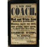 'A NEW POST COACH', PRINTED NOTICE FROM RED AND WHITE LION, BANBURY, APRIL, 1840 Signed by the