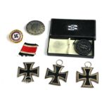 A COLLECTION OF 20TH CENTURY GERMAN MILITARY MEDALS Comprising three iron cross medals, marked