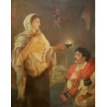 FLORENCE NIGHTINGALE, 'THE LADY WITH A LAMP', 19TH CENTURY OIL ON CANVAS Unsigned, gilt framed. (