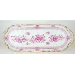 HEREND, HUNGARY, AN EARLY 20TH CENTURY PORCELAIN RECTANGULAR SANDWICH TRAY With pierced twin