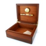 A LACQUERED WALNUT GENTLEMAN'S CIGAR HUMIDOR. (22cm x 25cm x 11cm) Condition: good throughout