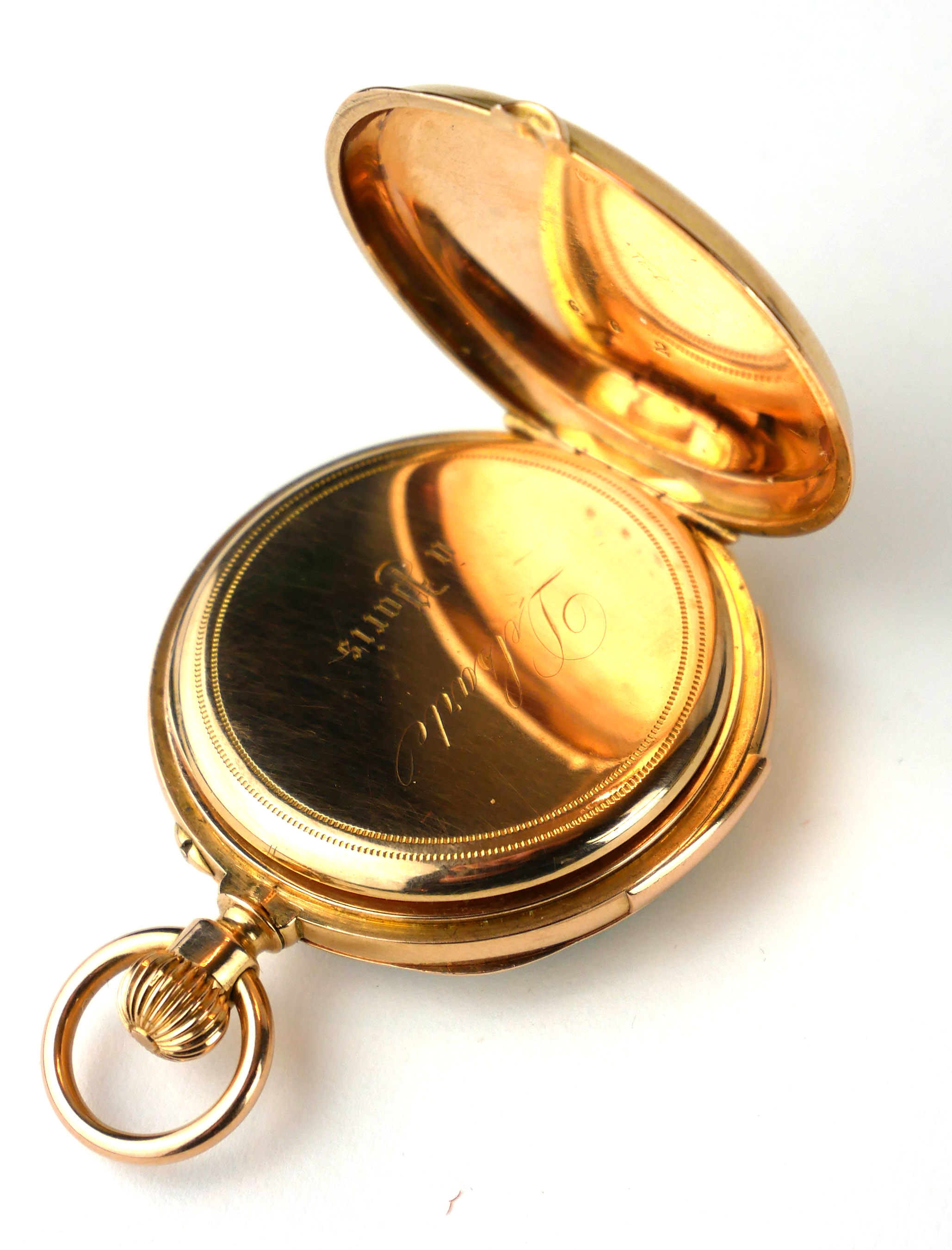 AN EARLY 20TH CENTURY YELLOW METAL QUARTER REPEATER LADIES' POCKET WATCH Open face with Roman number - Image 5 of 5