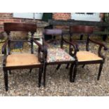 A PAIR OF 19TH CENTURY MAHOGANY OPEN ARMCHAIRS Along with a Regency period mahogany armchair, raised