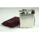 DUNHILL, AN EARLY 20TH CENTURY SILVER PLATED SQUARE PIPE ARM LIGHTER Square form with engine