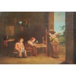CIRCLE OF SIR DAVID WILKIE, R.A., 1785 - 1841, 19TH CENTURY OIL ON CANVAS Interior screen young boys