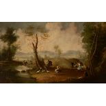 AFTER PHILIPS WOUWERMAN, HAARLEM, 1619 - 1668, LARGE 19TH CENTURY OIL ON CANVAS Stage hunt in