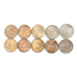 TEN AMERICAN SILVER DOLLARS, DATE RANGE 1920.