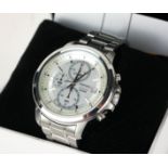 SEIKO, CHRONOGRAPH 100M, A GENT'S STAINLESS STEEL WRISTWATCH Having a silver tone dial with three