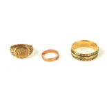 THREE 14CT GOLD RINGS Various sizes.