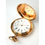 AN EARLY 20TH CENTURY 14CT GOLD MINUTE REPEATER GENT'S FULL HUNTER POCKET WATCH Having engine turned