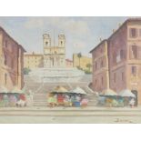 BARMI, AN EARLY 20TH CETURY ITALIAN SCHOOL CANVAS LAID TO BOARD Summer view of eternal Rome 'Spanish