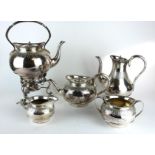 MAPPIN & WEB, A HEAVY 19TH CENTURY DESIGN SILVER PLATED FIVE PIECE TEA SET Comprising a spirit