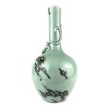 A CHINESE QING QIANLONG CELADON GLAZED BALUSTER VASE The slender neck entwined with a dragon amongst