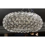 A 20TH CENTURY ACRYLIC AND CHROME ELECTROLIER Having an arrangement of spherical acrylic balls, on a