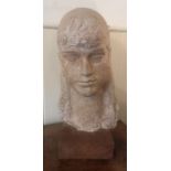 A MID 20TH CENTURY PLASTER MAQUETTE SCULPTURE Female bust, signed to base 'Corse 69', on wood