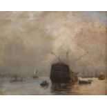 G. BYNG, 19TH CENTURY BRITISH SCHOOL OIL ON CANVAS Marine view (possibly set off Portsmouth), moving