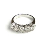 AN 18CT WHITE GOLD AND 2.3CT DIAMOND FIVE STONE RING Having a single row of round cut diamonds on