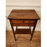 AN EDWARDIAN FIGURED WALNUT SIDE TABLE With two short above one long drawer and under tier, raised