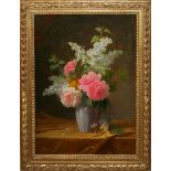 JULES MEDARD, 1855 - 1925, A LATE 19TH CENTURY OIL ON CANVAS Still life, a vase of lilacs and