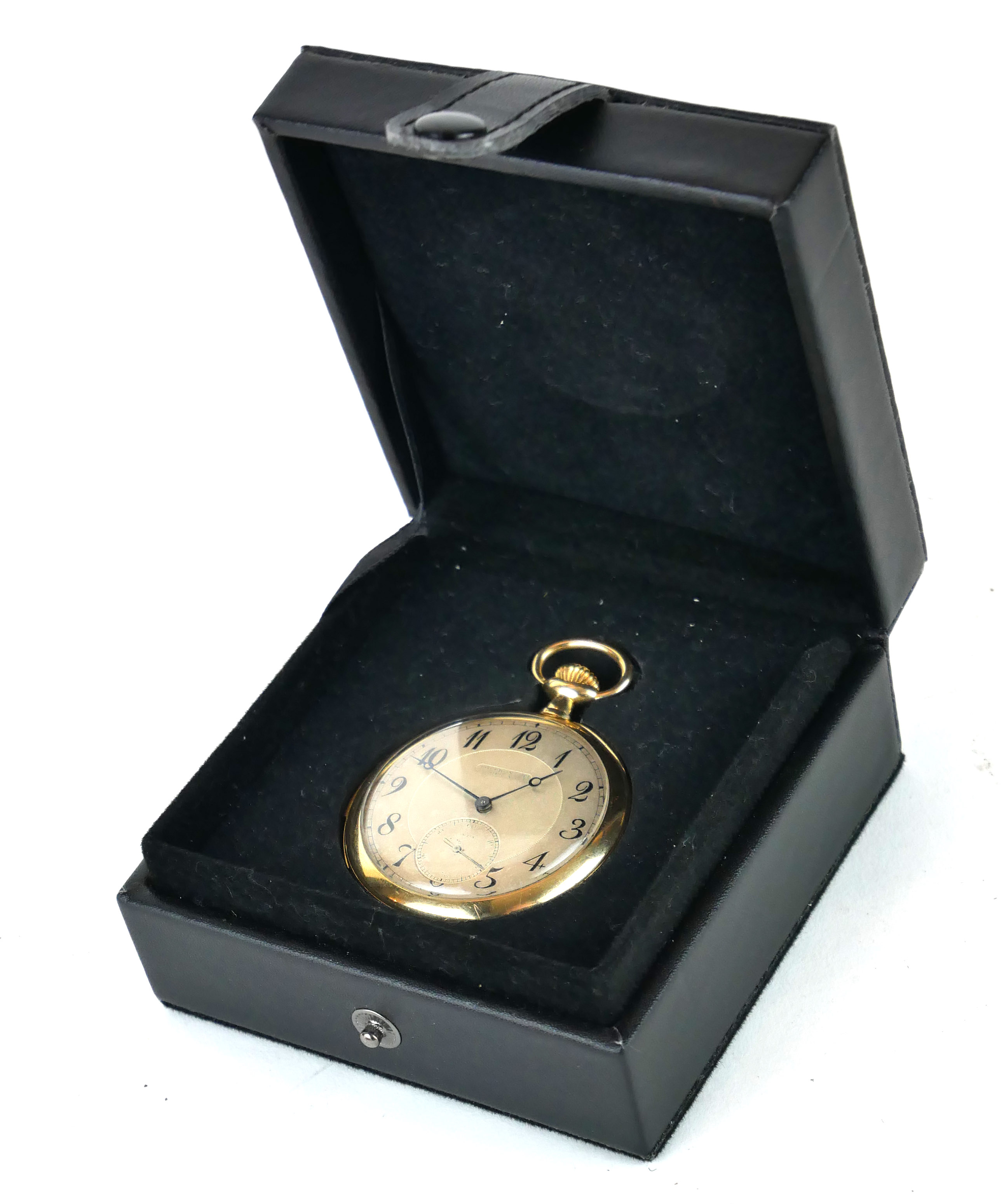 TOUCHON, AN 18CT GOLD SLIM MINUTE REPEATER POCKET WATCH Open face with silver tone dial, Arabic