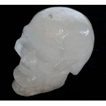 A ROCK CRYSTAL STUDY OF A HUMAN SKULL. (13cm) Condition: good