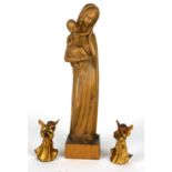 AN EARLY 20TH CENTURY LIMEWOOD CONTINENTAL ELABORATE CARVING, MADONNA AND CHILD Standing position,