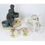 A COLLECTION OF 20TH CENTURY CONTINENTAL POTTERY AND PORCELAIN Comprising a Bisque figure with