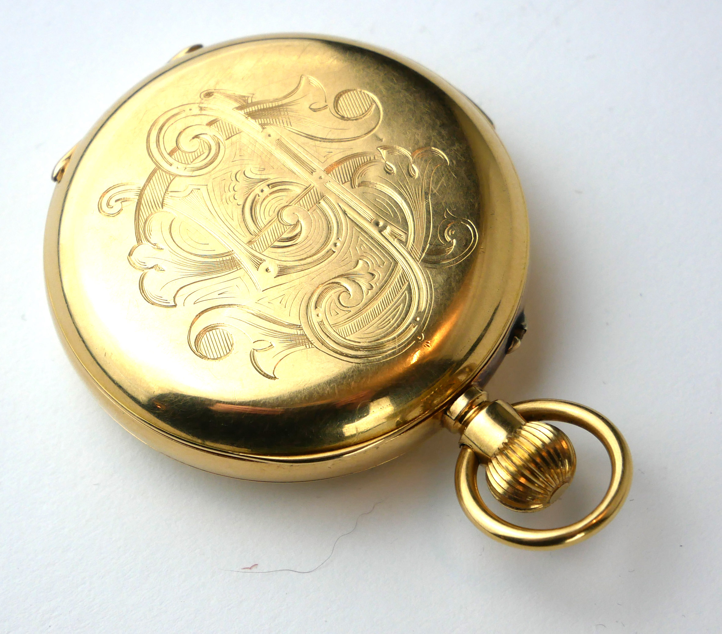 AN EARLY 20TH CENTURY 18CT GOLD MINUTE REPEATER GENT'S FULL HUNTER POCKET WATCH Having an engraved - Image 3 of 4