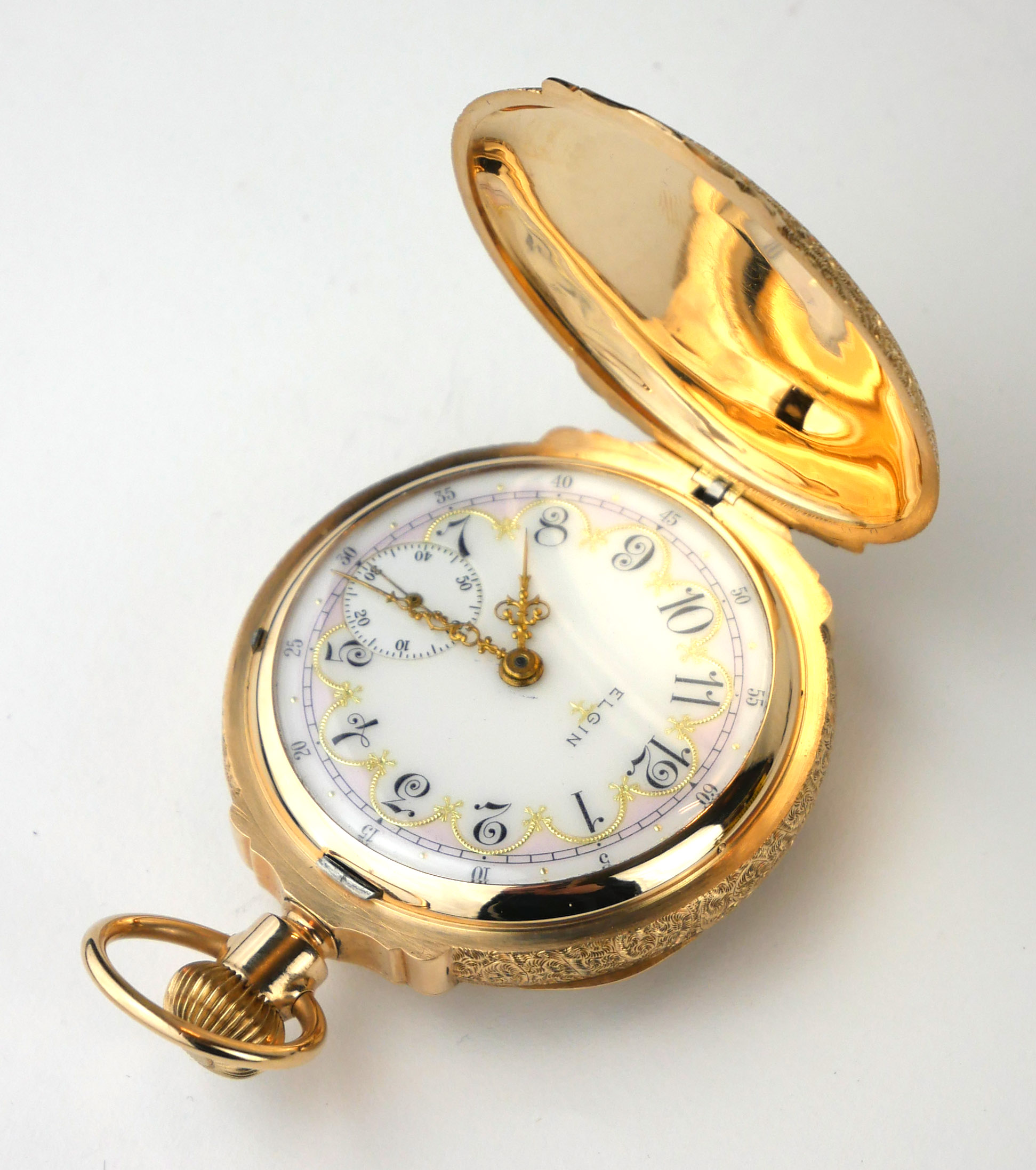 ELGIN, AN EARLY 20TH CENTURY AMERICAN 14CT GOLD AND DIAMOND GENT'S EQUESTRIAN FULL HUNTER POCKET - Image 5 of 5