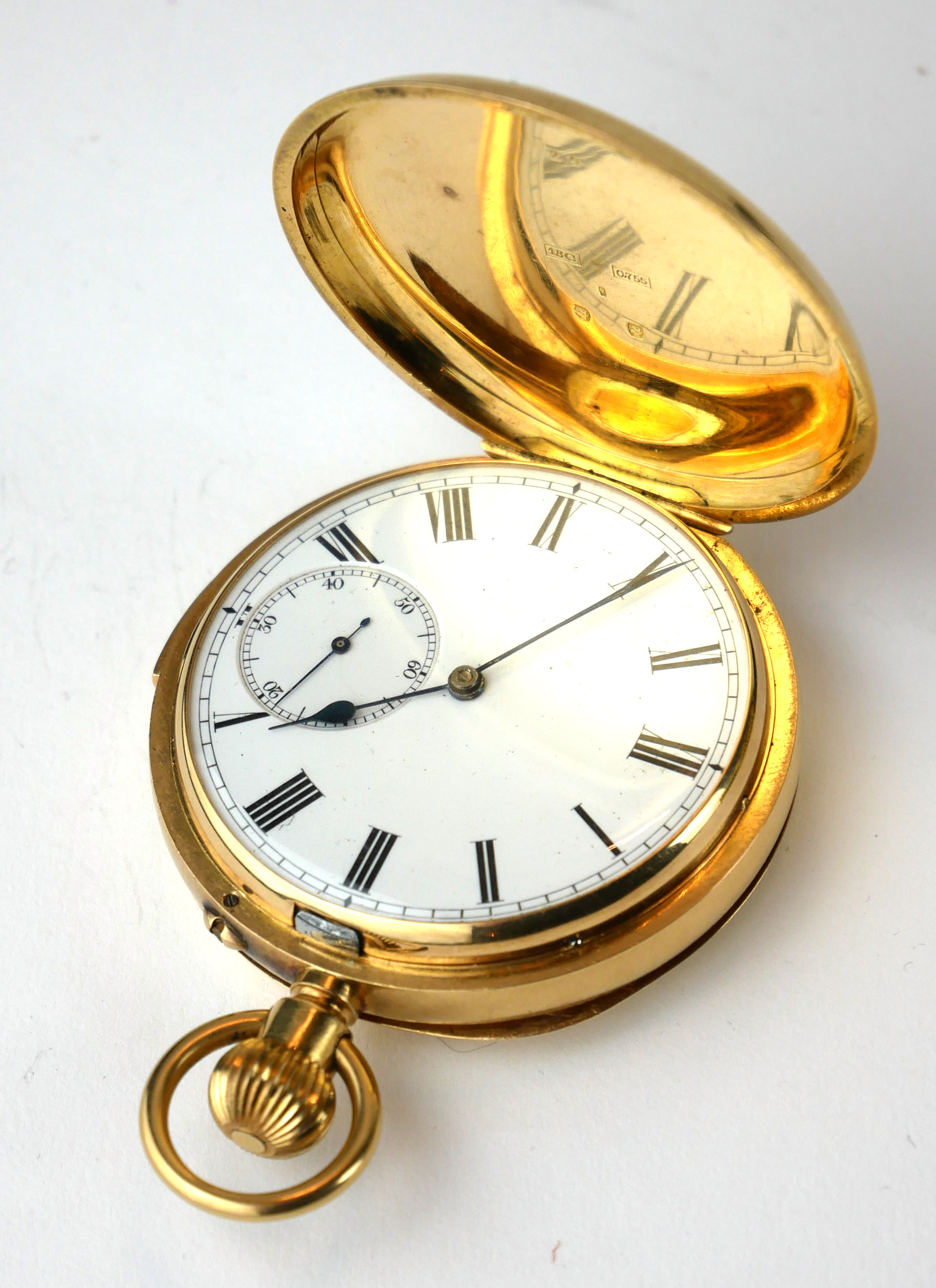 AN EARLY 20TH CENTURY 18CT GOLD MINUTE REPEATER GENT'S FULL HUNTER POCKET WATCH Having an engraved