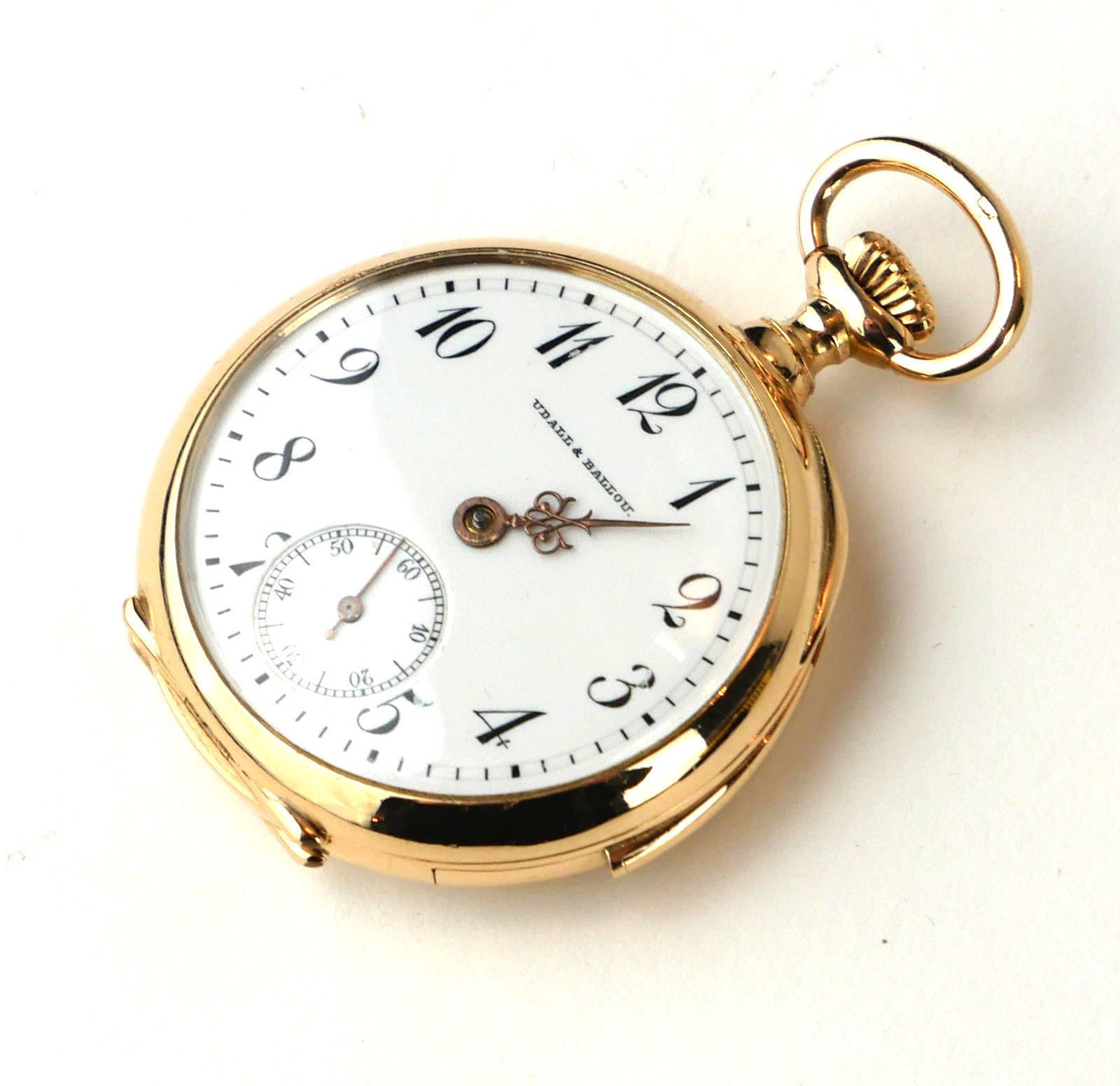 AN EARLY 20TH CENTURY 14CT GOLD MINUTE REPEATER LADIES' POCKET WATCH Open face with Arabic number