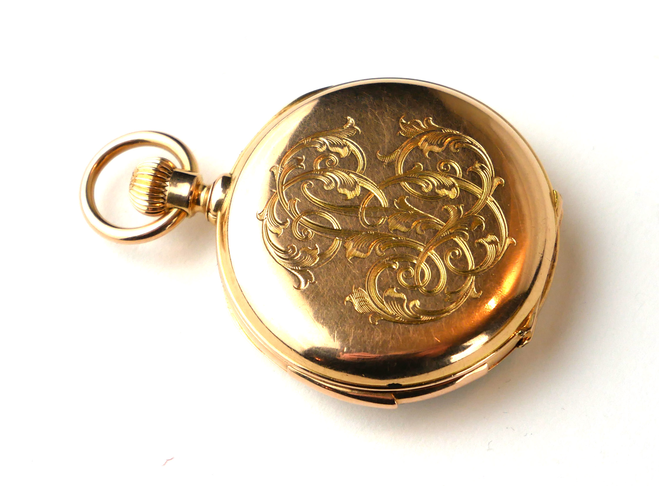 AN EARLY 20TH CENTURY YELLOW METAL QUARTER REPEATER LADIES' POCKET WATCH Open face with Roman number - Image 2 of 5