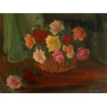 ATTRIBUTED TO MOYRA BARRY, IRISH, 1886 - 1960, 20TH CENTURY OIL ON CANVAS Still life, summer roses