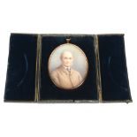 AN EXCEPTIONALLY FINE LATE 19TH CENTURY CONTINENTAL WATERCOLOUR PORTRAIT MINIATURE Study of a