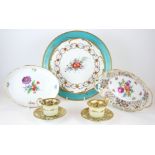 A COLLECTION OF EARLY 20TH CENTURY CONTINENTAL PORCELAIN ITEMS Comprising a green ground circular