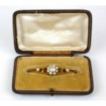 A LATE 19TH CENTURY NATURAL PEARL BROOCH Floral form, in yellow metal setting, contained in original