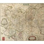 J. BLAUE, A 17TH CENTURY HAND COLOURED MAP ENGRAVING Titled 'Magni Ducatus Lithuania et Regionum