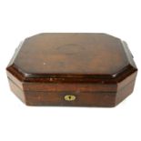 A VINTAGE LEATHER CLAD OCTAGONAL JEWELLERY BOX With tooled gilt decoration, velvet lined interior