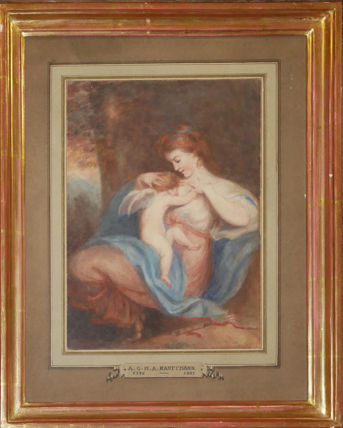 FOLLOWER OF ANGELICA KAUFFMAN, SWISS, R.A., 1741 - 1807, EARLY 19TH CENTURY WATERCOLOUR AND GRAPHITE - Image 2 of 3